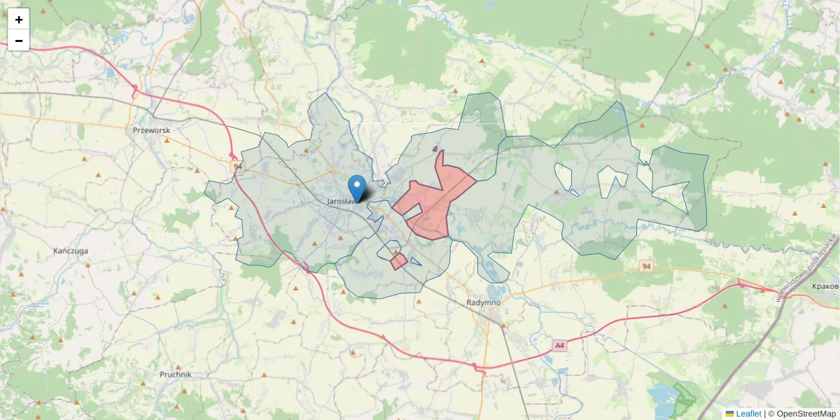Szczegółowa mapa kodu pocztowego 37-541 z granicami, sąsiednimi kodami pocztowymi i urzędami pocztowymi