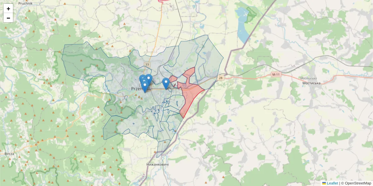 Szczegółowa mapa kodu pocztowego 37-731 z granicami, sąsiednimi kodami pocztowymi i urzędami pocztowymi