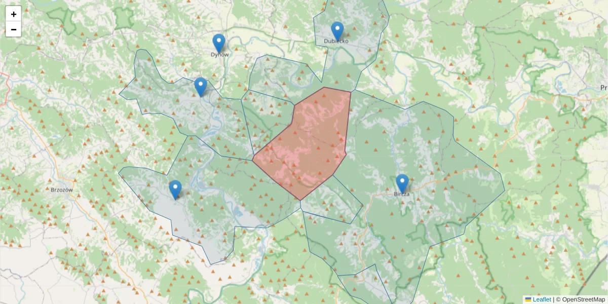 Szczegółowa mapa kodu pocztowego 37-751 z granicami, sąsiednimi kodami pocztowymi i urzędami pocztowymi
