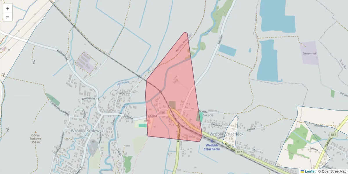 Szczegółowa mapa kodu pocztowego 38-523 z granicami, sąsiednimi kodami pocztowymi i urzędami pocztowymi