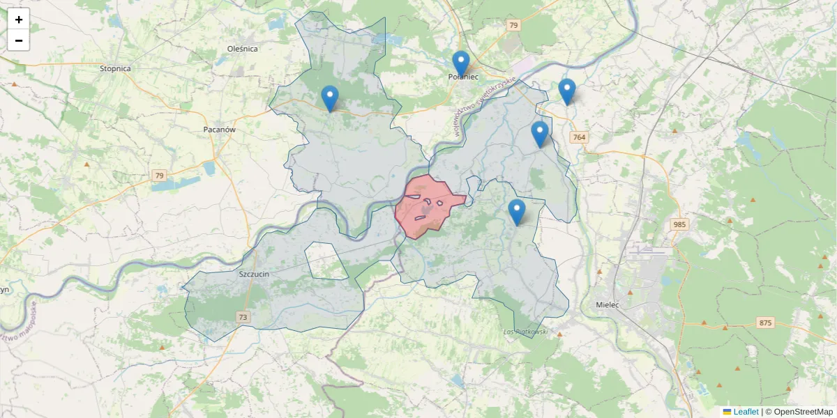 Szczegółowa mapa kodu pocztowego 39-306 z granicami, sąsiednimi kodami pocztowymi i urzędami pocztowymi