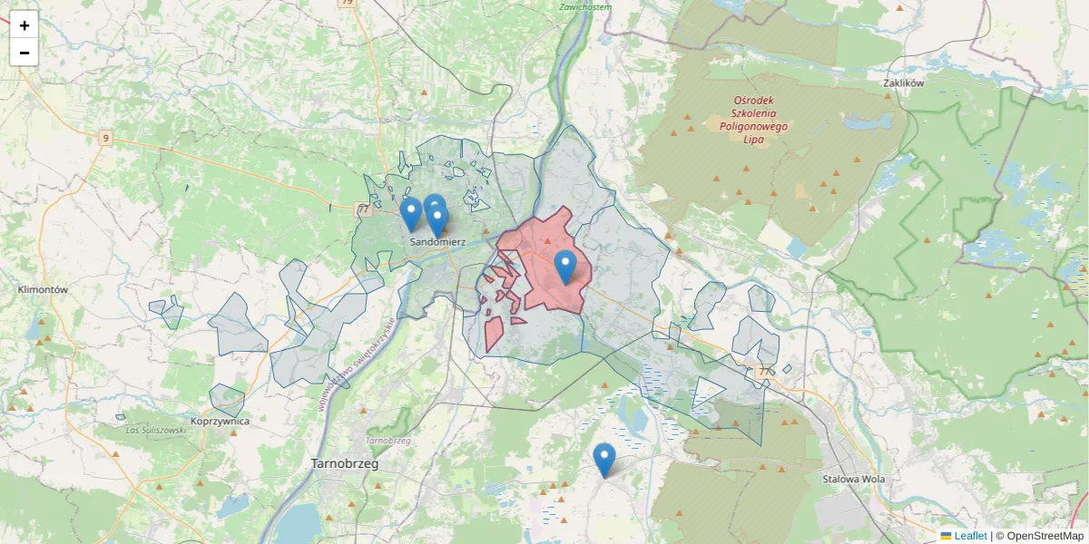 Szczegółowa mapa kodu pocztowego 39-432 z granicami, sąsiednimi kodami pocztowymi i urzędami pocztowymi