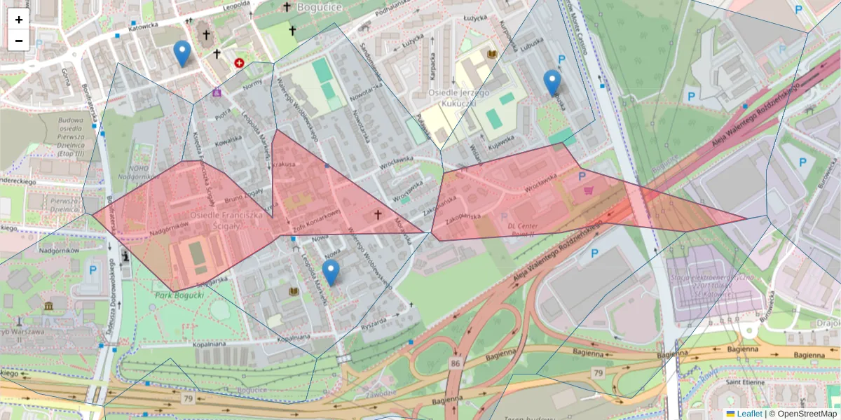 Szczegółowa mapa kodu pocztowego 40-212 z granicami, sąsiednimi kodami pocztowymi i urzędami pocztowymi