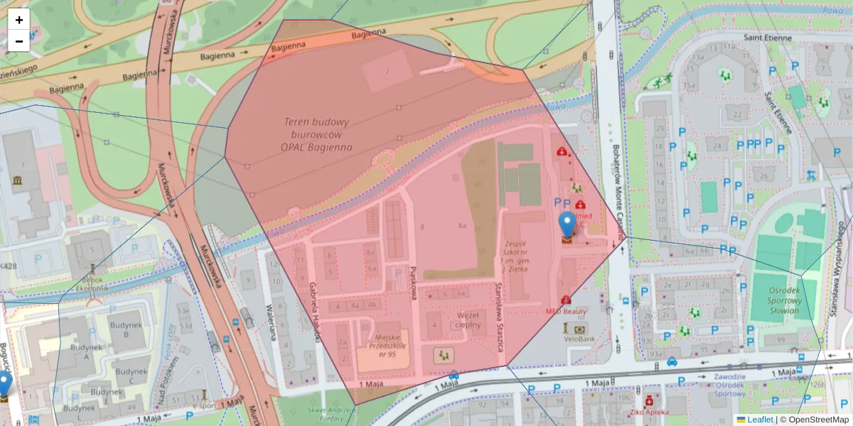 Szczegółowa mapa kodu pocztowego 40-230 z granicami, sąsiednimi kodami pocztowymi i urzędami pocztowymi
