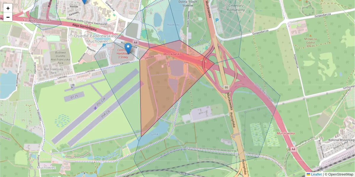 Szczegółowa mapa kodu pocztowego 40-271 z granicami, sąsiednimi kodami pocztowymi i urzędami pocztowymi