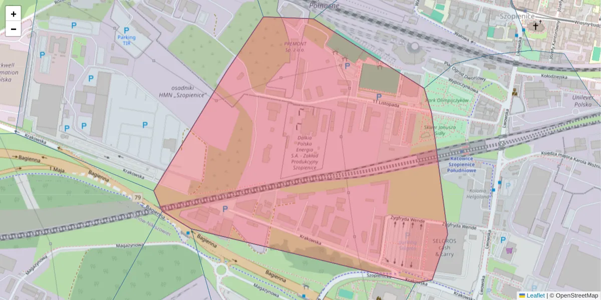Szczegółowa mapa kodu pocztowego 40-387 z granicami, sąsiednimi kodami pocztowymi i urzędami pocztowymi