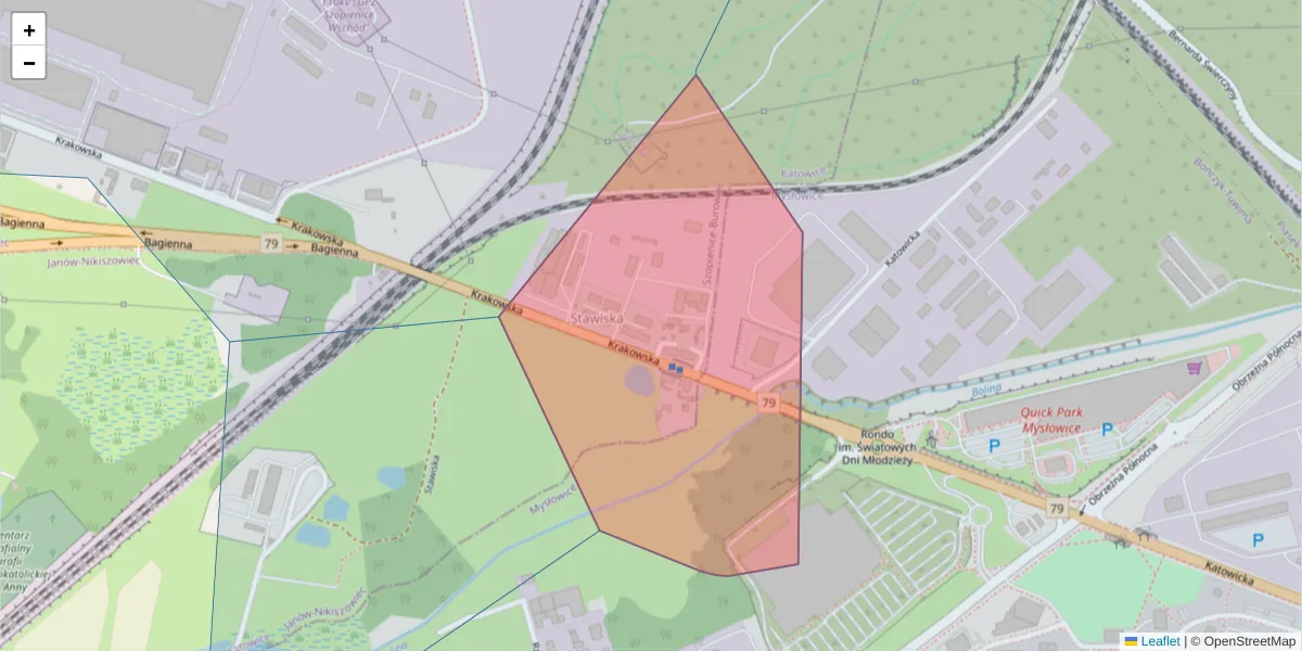 Szczegółowa mapa kodu pocztowego 40-393 z granicami, sąsiednimi kodami pocztowymi i urzędami pocztowymi
