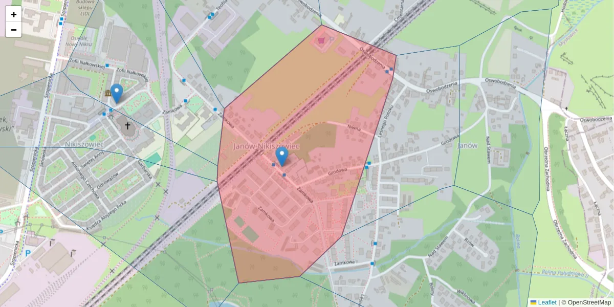 Szczegółowa mapa kodu pocztowego 40-406 z granicami, sąsiednimi kodami pocztowymi i urzędami pocztowymi