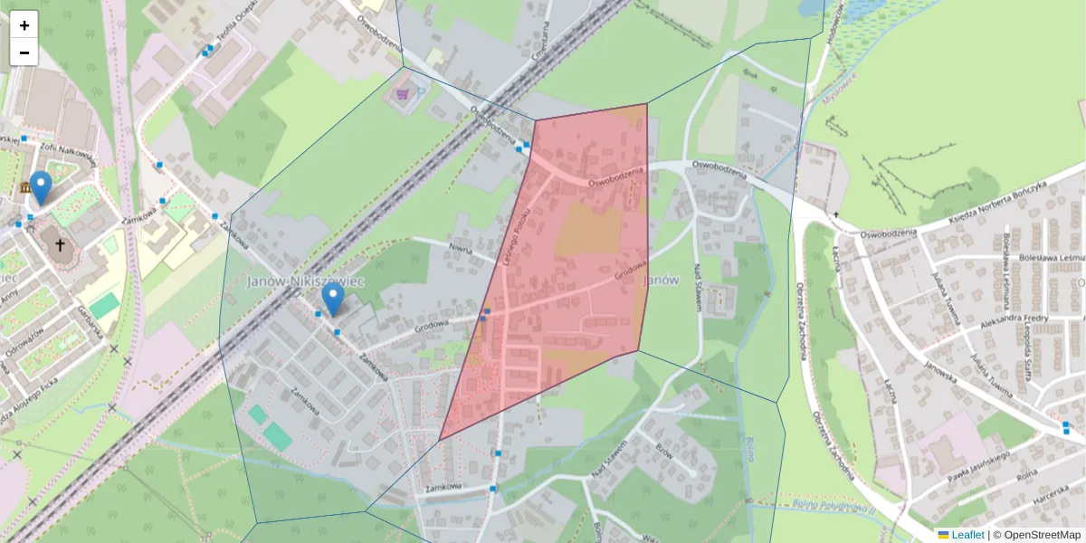 Szczegółowa mapa kodu pocztowego 40-407 z granicami, sąsiednimi kodami pocztowymi i urzędami pocztowymi
