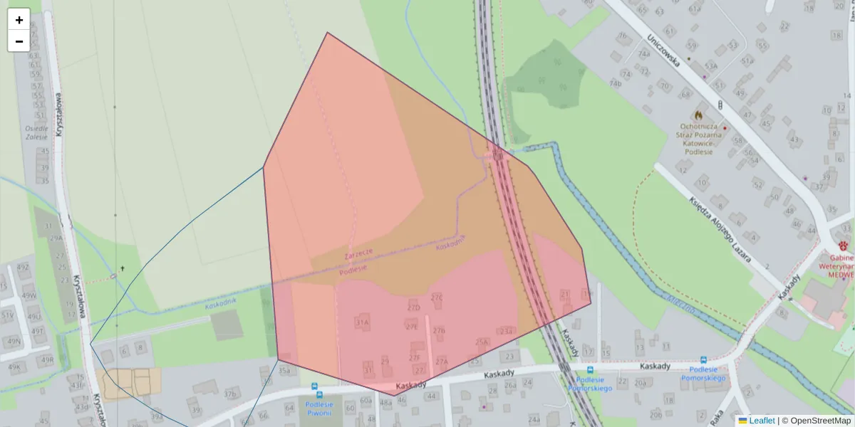 Szczegółowa mapa kodu pocztowego 40-478 z granicami, sąsiednimi kodami pocztowymi i urzędami pocztowymi