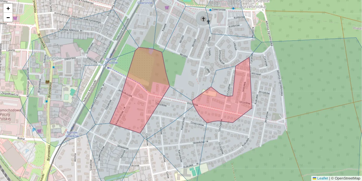 Szczegółowa mapa kodu pocztowego 40-530 z granicami, sąsiednimi kodami pocztowymi i urzędami pocztowymi