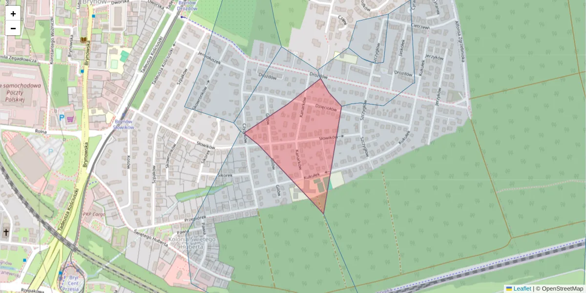 Szczegółowa mapa kodu pocztowego 40-535 z granicami, sąsiednimi kodami pocztowymi i urzędami pocztowymi
