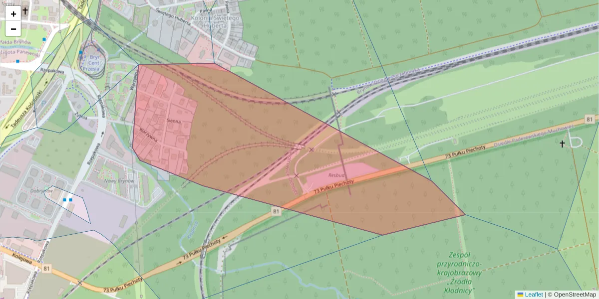 Szczegółowa mapa kodu pocztowego 40-545 z granicami, sąsiednimi kodami pocztowymi i urzędami pocztowymi