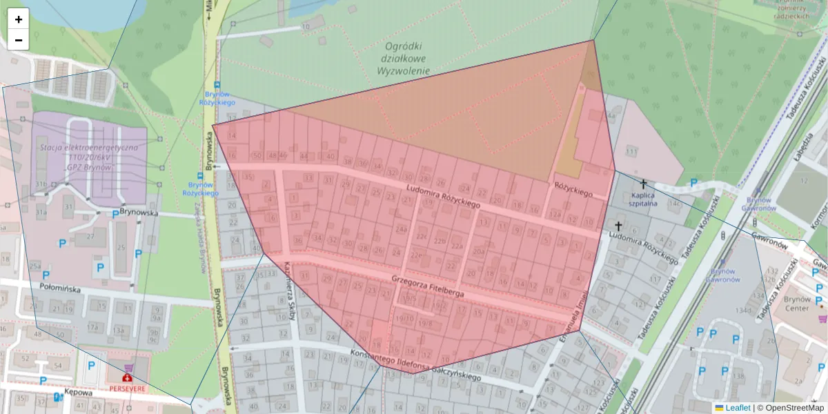 Szczegółowa mapa kodu pocztowego 40-588 z granicami, sąsiednimi kodami pocztowymi i urzędami pocztowymi