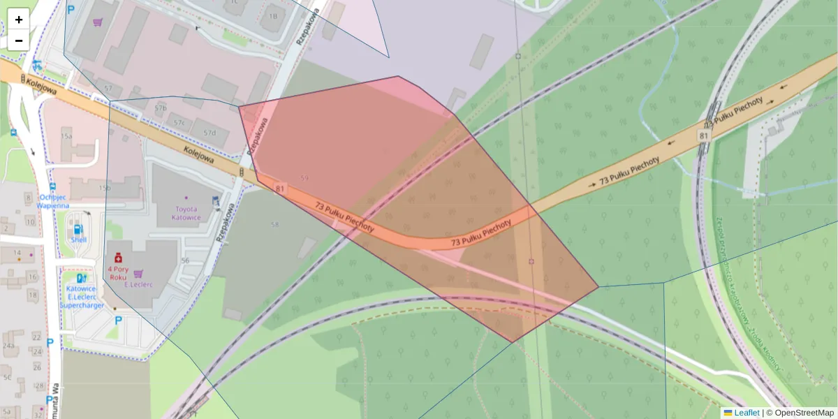 Szczegółowa mapa kodu pocztowego 40-602 z granicami, sąsiednimi kodami pocztowymi i urzędami pocztowymi