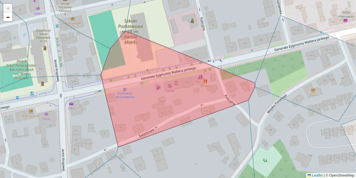 Szczegółowa mapa kodu pocztowego 40-617 z granicami, sąsiednimi kodami pocztowymi i urzędami pocztowymi