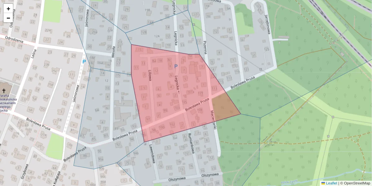 Szczegółowa mapa kodu pocztowego 40-629 z granicami, sąsiednimi kodami pocztowymi i urzędami pocztowymi