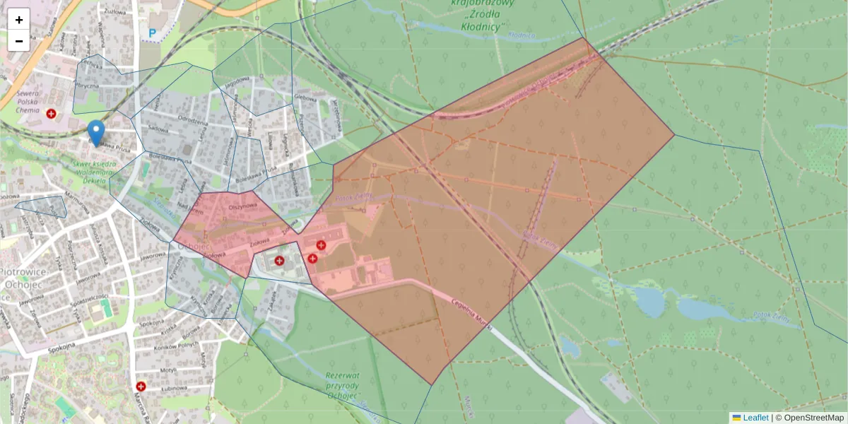 Szczegółowa mapa kodu pocztowego 40-635 z granicami, sąsiednimi kodami pocztowymi i urzędami pocztowymi