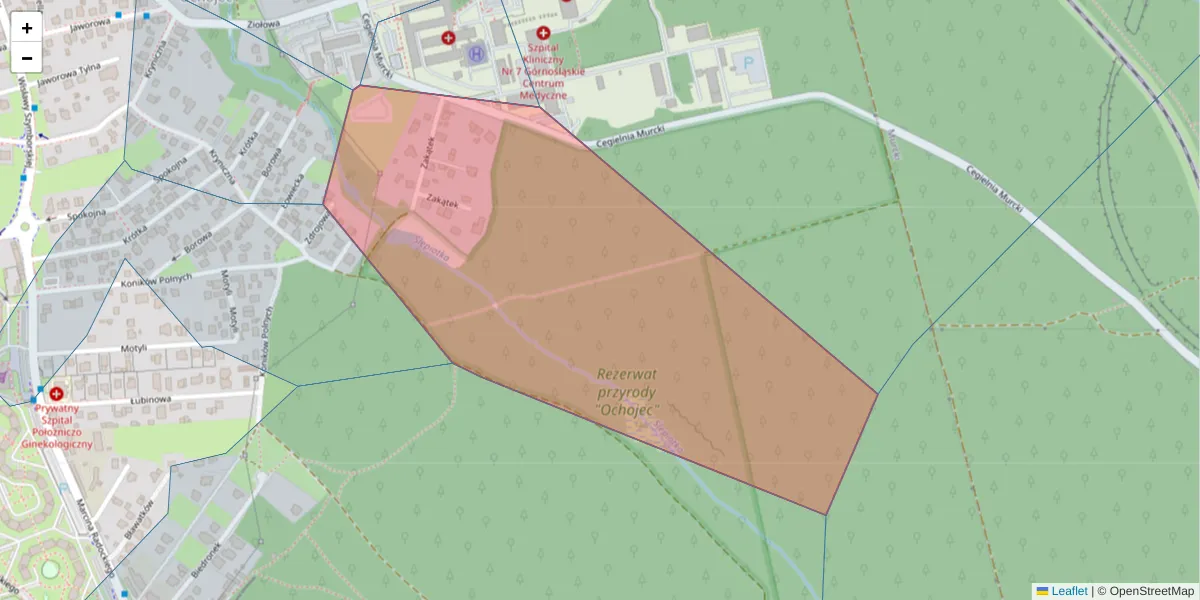 Szczegółowa mapa kodu pocztowego 40-636 z granicami, sąsiednimi kodami pocztowymi i urzędami pocztowymi