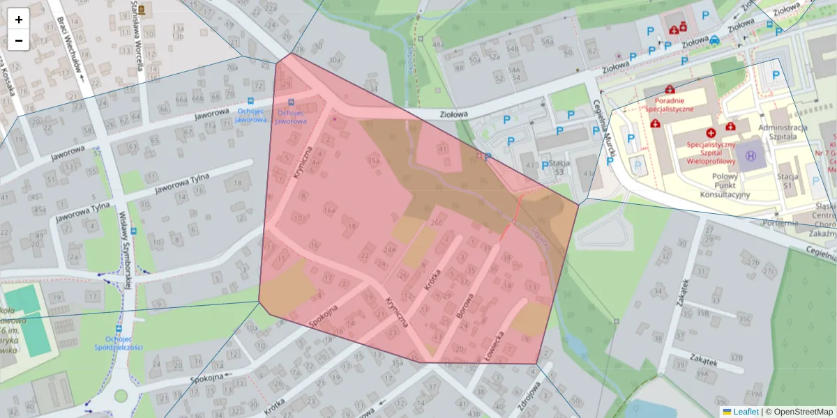 Szczegółowa mapa kodu pocztowego 40-637 z granicami, sąsiednimi kodami pocztowymi i urzędami pocztowymi