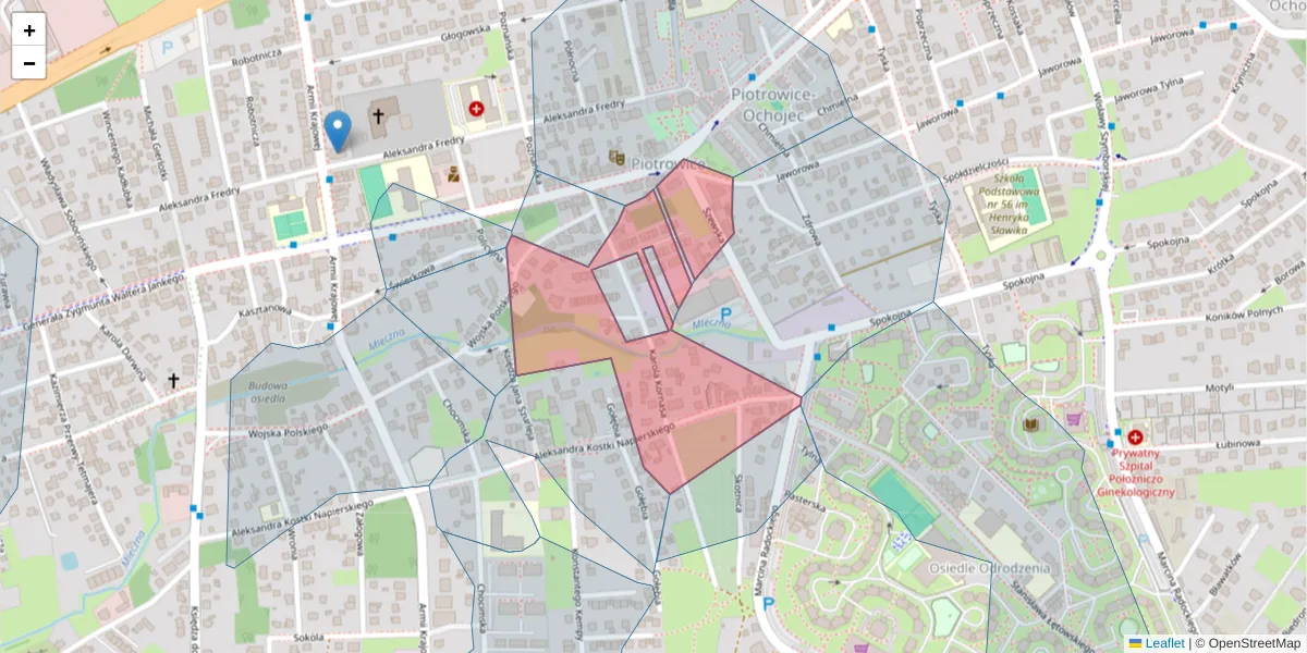 Szczegółowa mapa kodu pocztowego 40-667 z granicami, sąsiednimi kodami pocztowymi i urzędami pocztowymi
