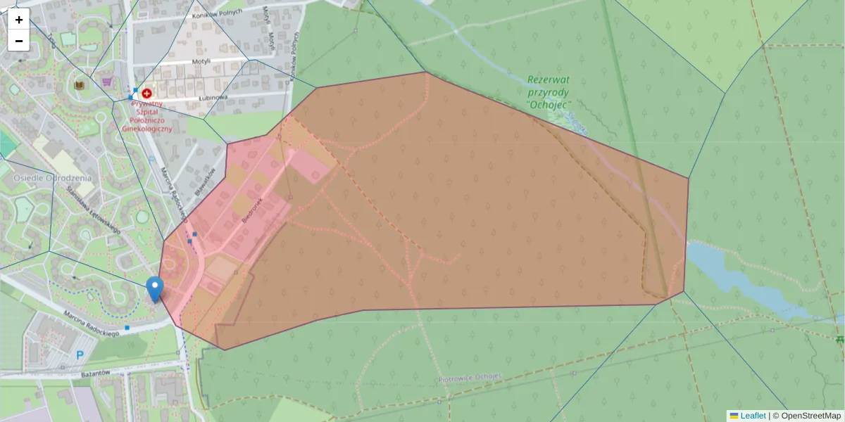 Szczegółowa mapa kodu pocztowego 40-673 z granicami, sąsiednimi kodami pocztowymi i urzędami pocztowymi