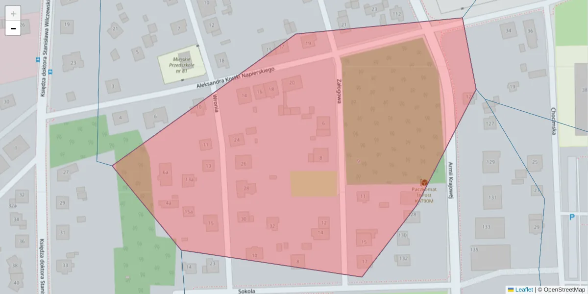 Szczegółowa mapa kodu pocztowego 40-674 z granicami, sąsiednimi kodami pocztowymi i urzędami pocztowymi