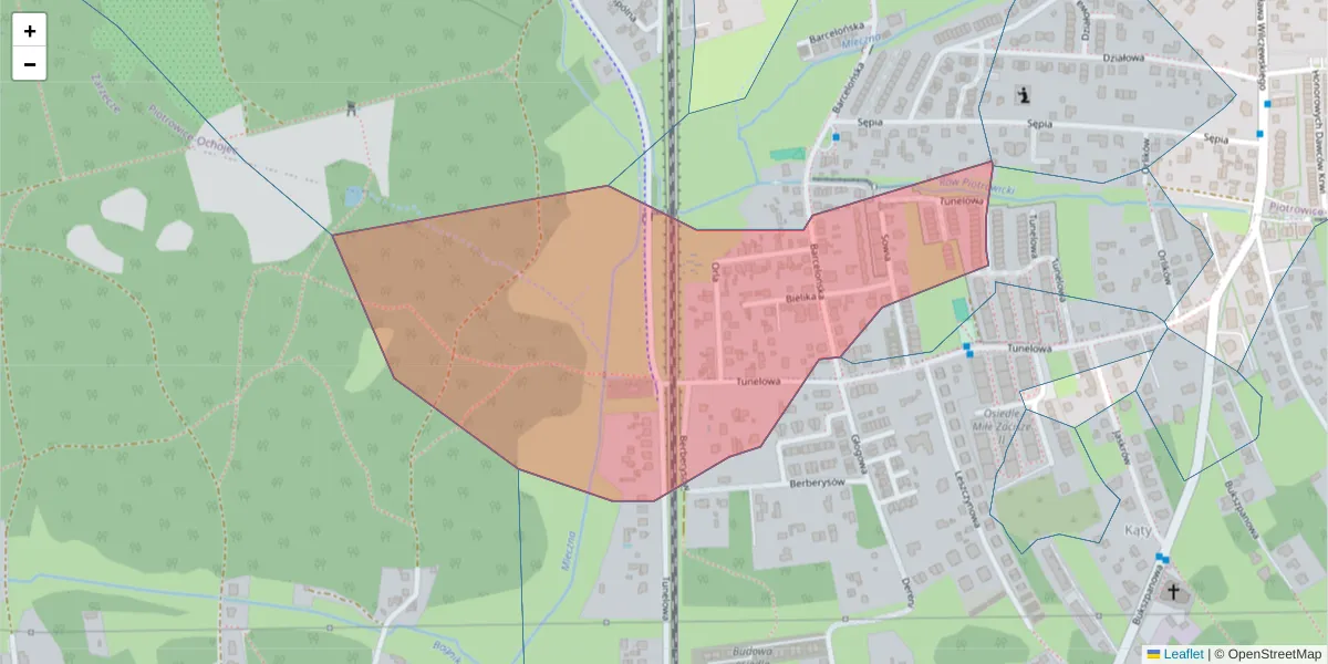 Szczegółowa mapa kodu pocztowego 40-677 z granicami, sąsiednimi kodami pocztowymi i urzędami pocztowymi