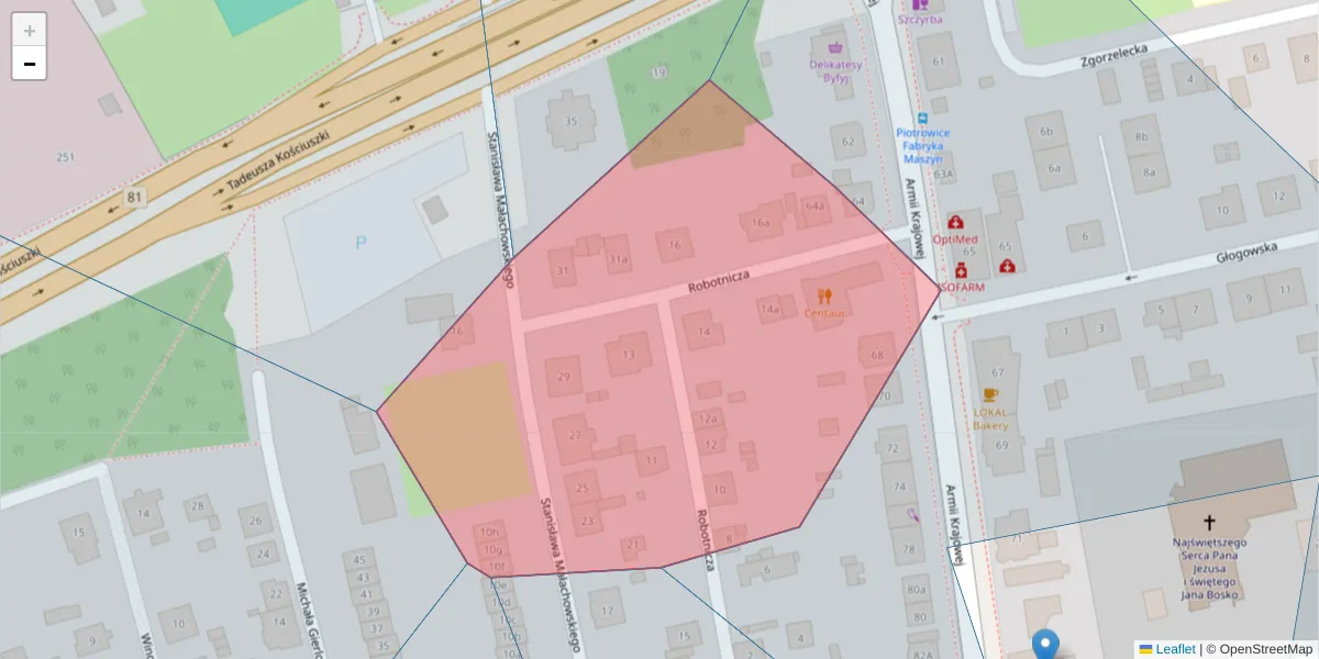 Szczegółowa mapa kodu pocztowego 40-678 z granicami, sąsiednimi kodami pocztowymi i urzędami pocztowymi