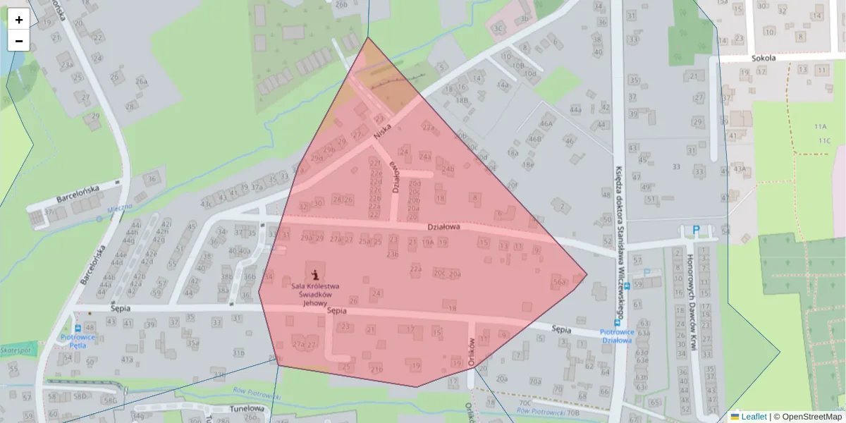 Szczegółowa mapa kodu pocztowego 40-679 z granicami, sąsiednimi kodami pocztowymi i urzędami pocztowymi