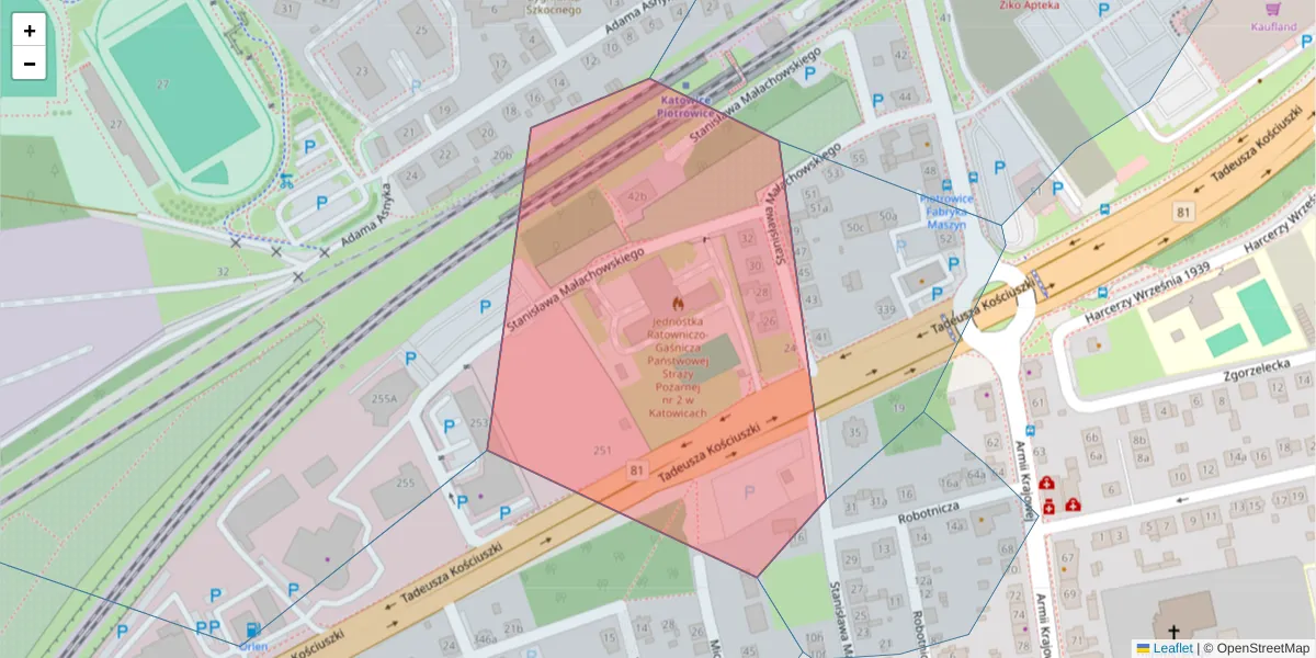 Szczegółowa mapa kodu pocztowego 40-689 z granicami, sąsiednimi kodami pocztowymi i urzędami pocztowymi