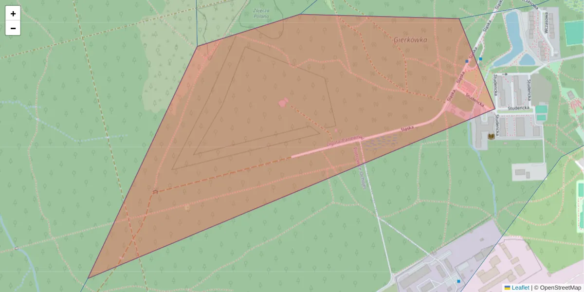 Szczegółowa mapa kodu pocztowego 40-694 z granicami, sąsiednimi kodami pocztowymi i urzędami pocztowymi