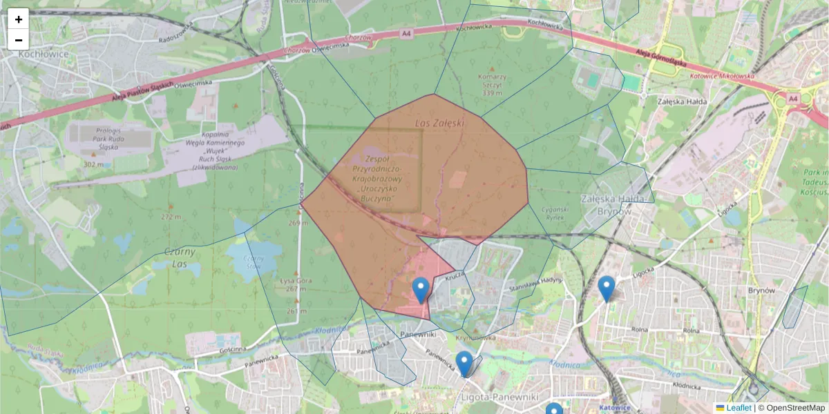Szczegółowa mapa kodu pocztowego 40-759 z granicami, sąsiednimi kodami pocztowymi i urzędami pocztowymi
