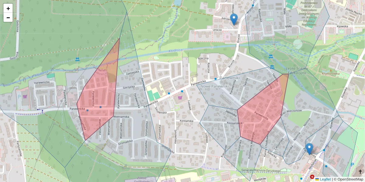 Szczegółowa mapa kodu pocztowego 40-765 z granicami, sąsiednimi kodami pocztowymi i urzędami pocztowymi