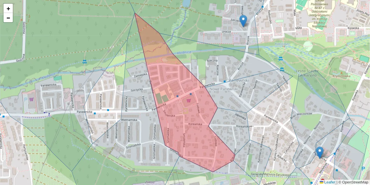 Szczegółowa mapa kodu pocztowego 40-770 z granicami, sąsiednimi kodami pocztowymi i urzędami pocztowymi
