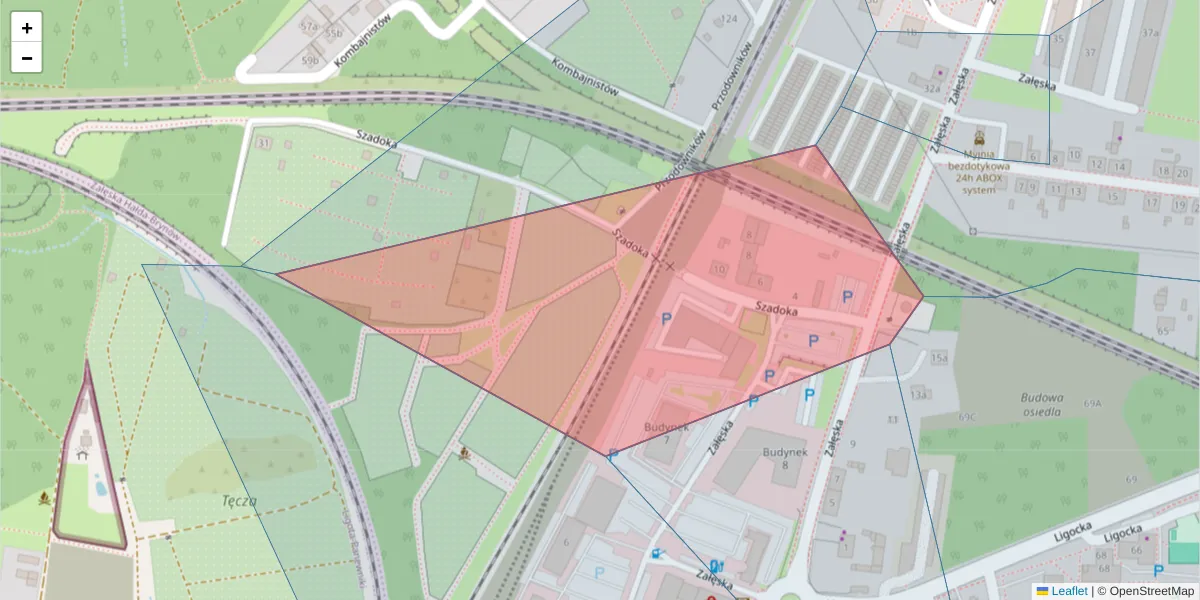 Szczegółowa mapa kodu pocztowego 40-801 z granicami, sąsiednimi kodami pocztowymi i urzędami pocztowymi