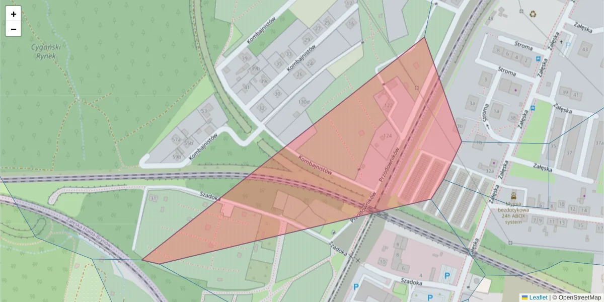 Szczegółowa mapa kodu pocztowego 40-806 z granicami, sąsiednimi kodami pocztowymi i urzędami pocztowymi