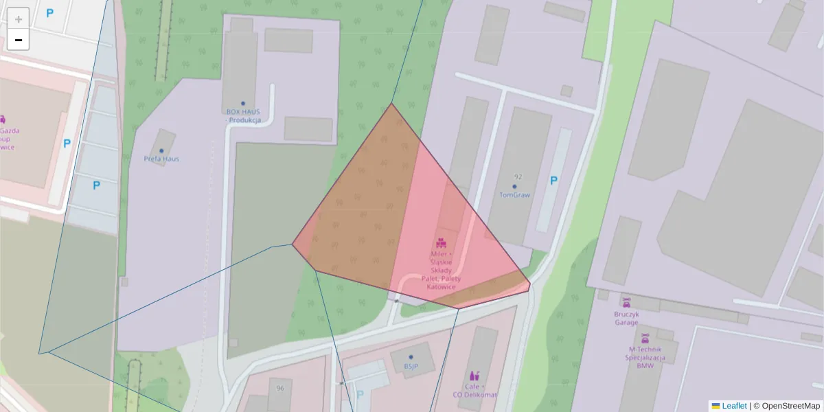 Szczegółowa mapa kodu pocztowego 40-812 z granicami, sąsiednimi kodami pocztowymi i urzędami pocztowymi