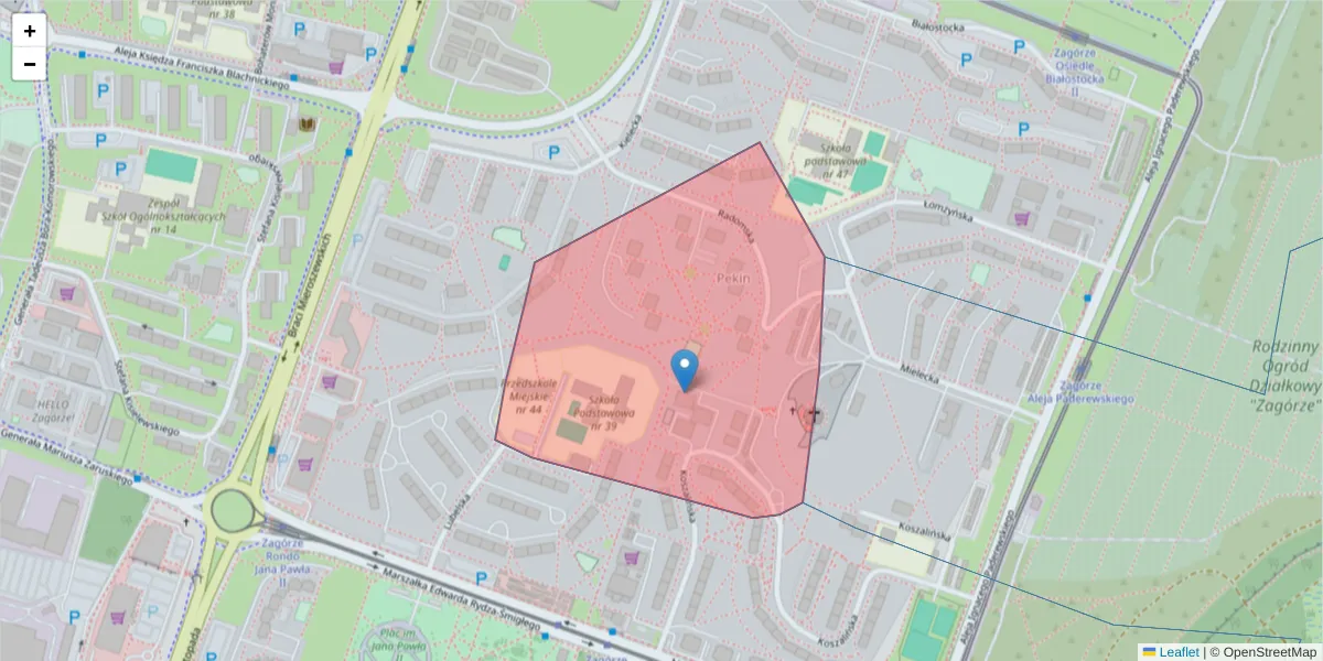Szczegółowa mapa kodu pocztowego 41-220 z granicami, sąsiednimi kodami pocztowymi i urzędami pocztowymi