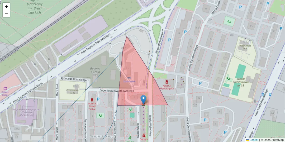 Szczegółowa mapa kodu pocztowego 41-306 z granicami, sąsiednimi kodami pocztowymi i urzędami pocztowymi
