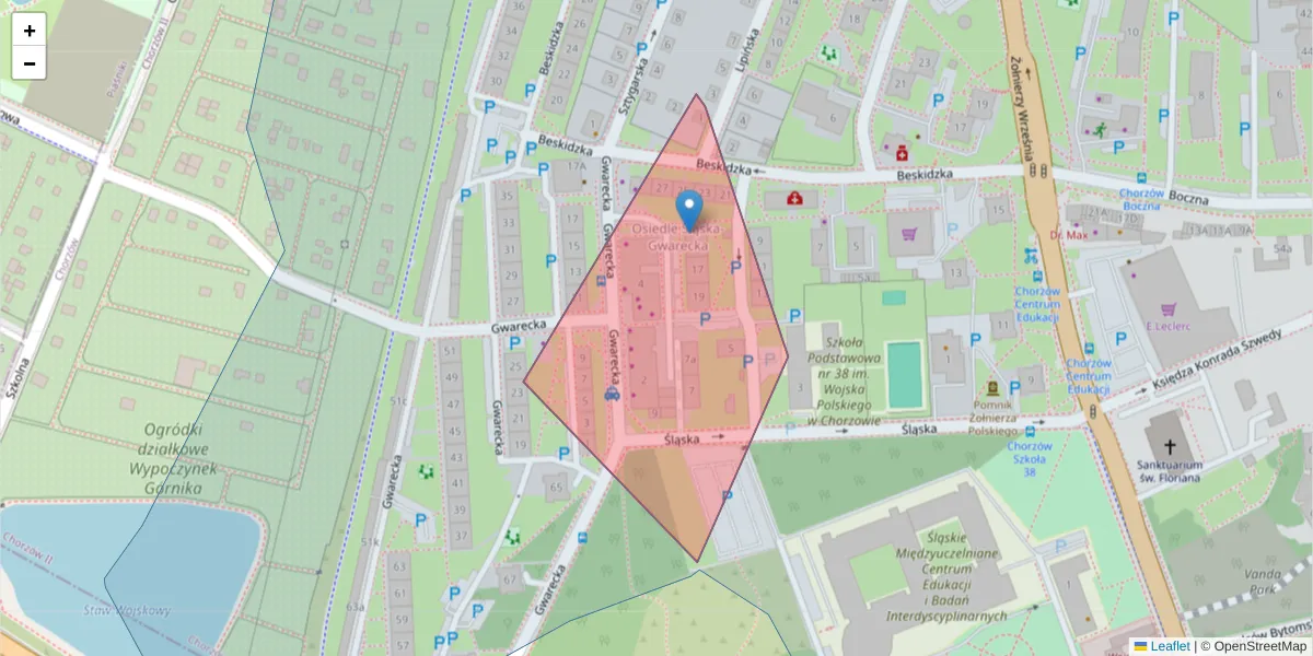 Szczegółowa mapa kodu pocztowego 41-513 z granicami, sąsiednimi kodami pocztowymi i urzędami pocztowymi