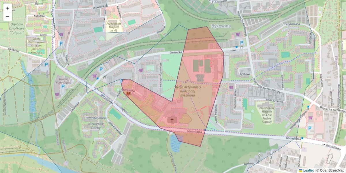 Szczegółowa mapa kodu pocztowego 41-705 z granicami, sąsiednimi kodami pocztowymi i urzędami pocztowymi