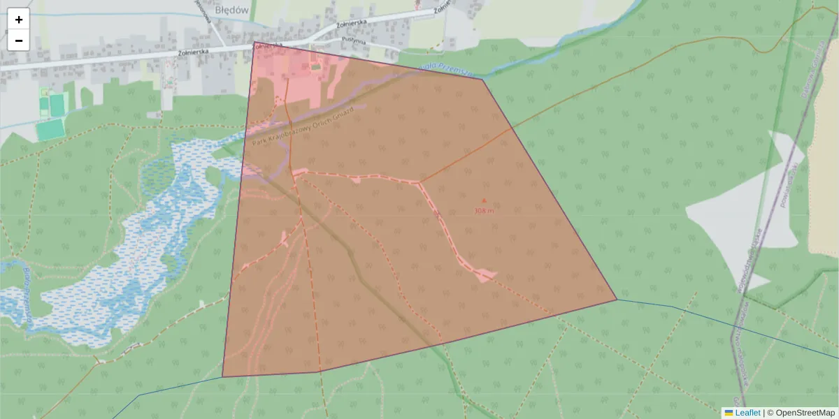 Szczegółowa mapa kodu pocztowego 42-525 z granicami, sąsiednimi kodami pocztowymi i urzędami pocztowymi