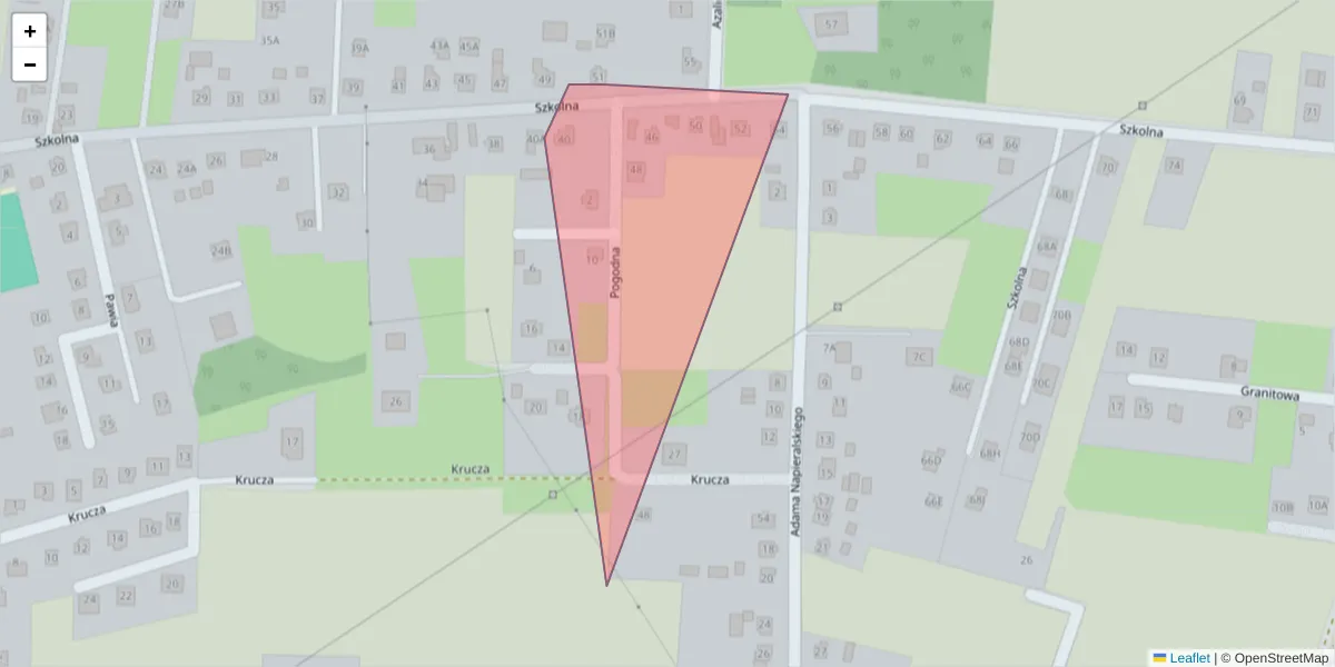 Szczegółowa mapa kodu pocztowego 43-167 z granicami, sąsiednimi kodami pocztowymi i urzędami pocztowymi