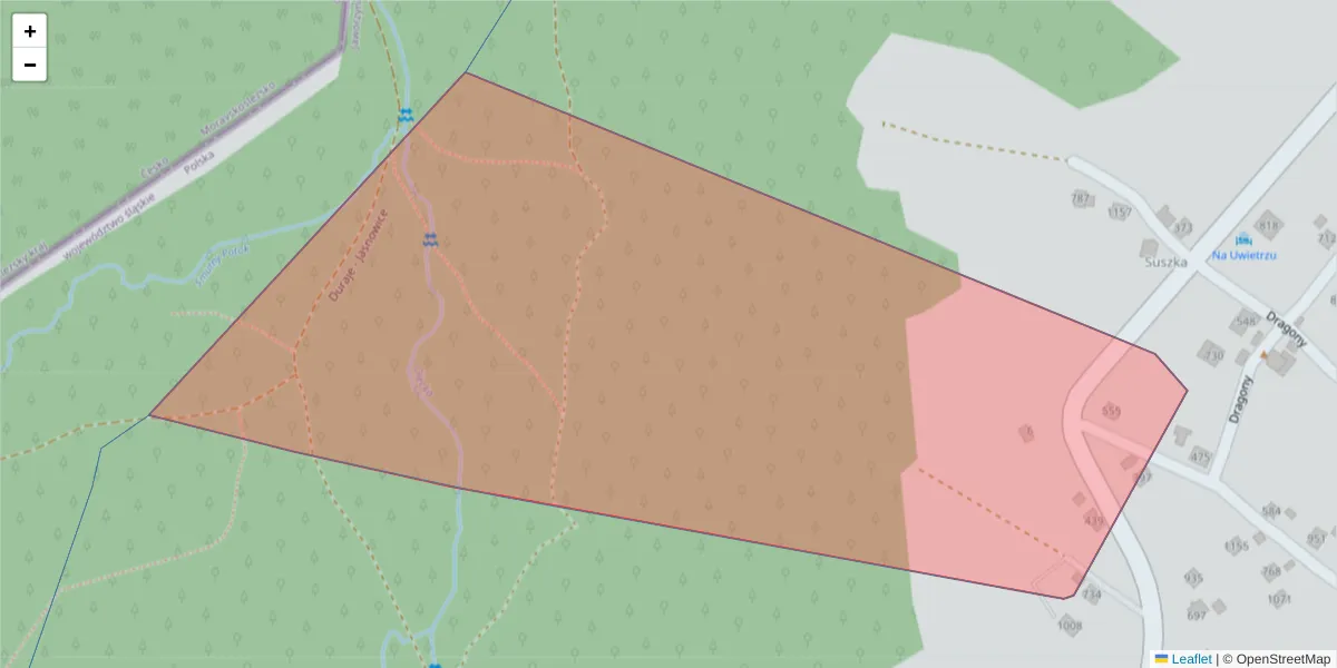 Szczegółowa mapa kodu pocztowego 43-465 z granicami, sąsiednimi kodami pocztowymi i urzędami pocztowymi