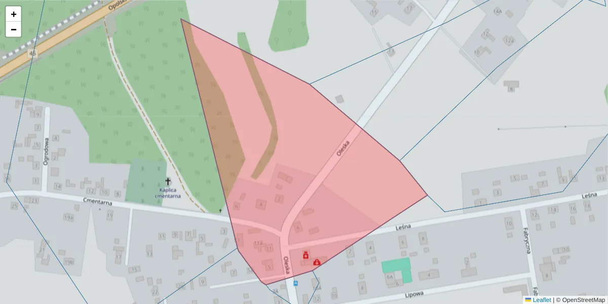 Szczegółowa mapa kodu pocztowego 45-023 z granicami, sąsiednimi kodami pocztowymi i urzędami pocztowymi