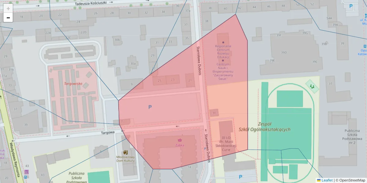 Szczegółowa mapa kodu pocztowego 45-060 z granicami, sąsiednimi kodami pocztowymi i urzędami pocztowymi