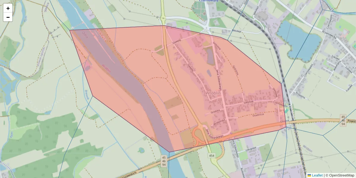 Szczegółowa mapa kodu pocztowego 45-126 z granicami, sąsiednimi kodami pocztowymi i urzędami pocztowymi