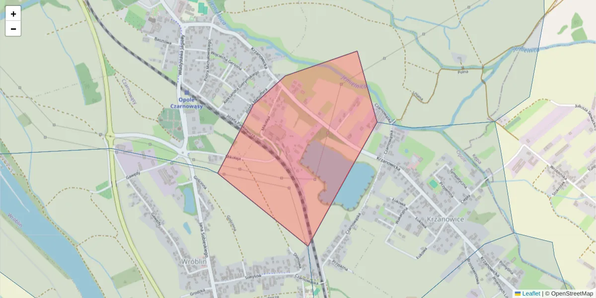 Szczegółowa mapa kodu pocztowego 45-127 z granicami, sąsiednimi kodami pocztowymi i urzędami pocztowymi