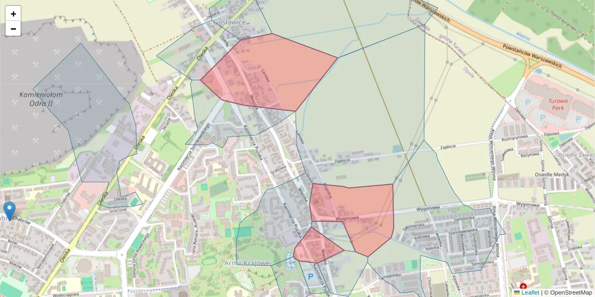 Szczegółowa mapa kodu pocztowego 45-241 z granicami, sąsiednimi kodami pocztowymi i urzędami pocztowymi
